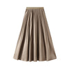 High Waist Pleated Satin Mid-length Skirt