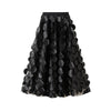 Three-dimensional Polka Dot Skirt Black Mesh Mid-length Skirt