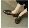 Women's Real Soft Leather Round Toe Small Leather Shoes Women's Thick Heel Loafers