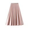 High Waist Pleated Satin Mid-length Skirt