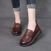 Retro Soft Sole Genuine Leather Handmade Ladies Shoe Cover Feet Round Toe Leather Shoes