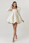 Elegant Satin Puffy Princess Dress with Square Neck for Women