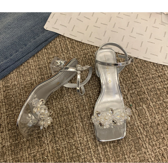 Transparent Sandals, High Heels, Crystal Slippers for Women