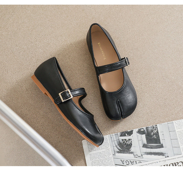 Mary Jane Shoes Cute Slim Split Toe Soft Flat Women's Shoes