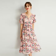 Summer Printed Silk Elegant Dress