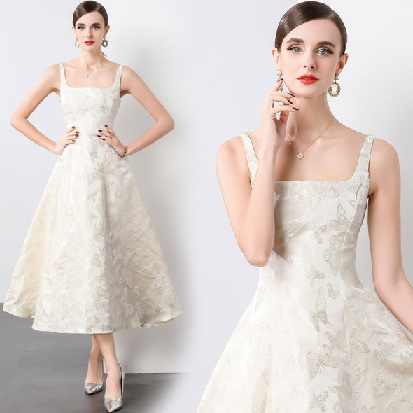 Elegant One-Shoulder Beige Midi Dress for Weddings Daily Office Summer