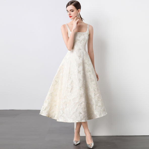 Elegant One-Shoulder Beige Midi Dress for Weddings Daily Office Summer