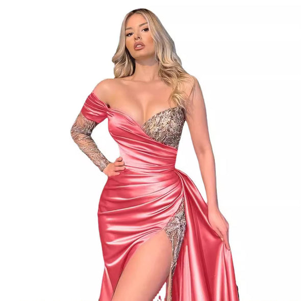 Plus Size Lace Maxi Ball Gown Sexy V-Neck Evening Dress