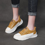 Genuine Leather Casual Flat Shoes Versatile Lightweight Lace Up Women's Shoes
