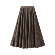 Autumn Retro Velvet Pleated Skirt for Women