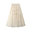 Women's Patchwork Mesh Skirt, Versatile Mid-length Skirt