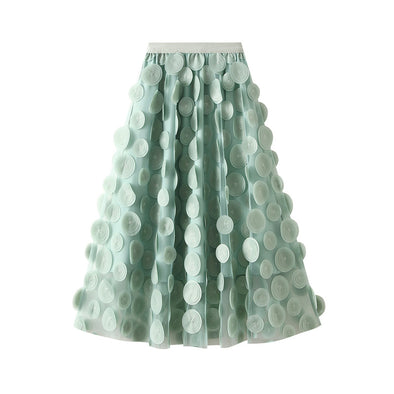 Heavy-duty 3D Polka Dot Mesh Midi Skirt