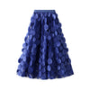 Three-dimensional Polka Dot Skirt Black Mesh Mid-length Skirt