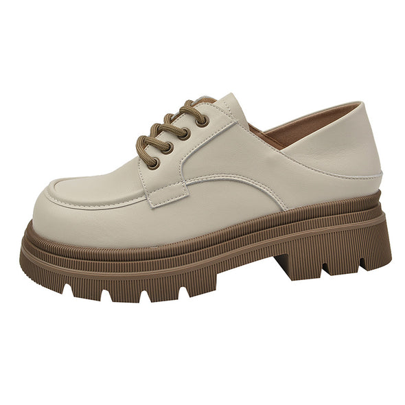 Thick-soled Thick-heeled Women's Lace-up Preppy Loafers