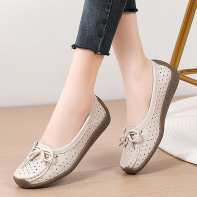 Summer Hollow Genuine Leather Women's Casual Flat Shoes
