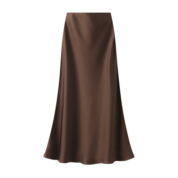 High-end Drape Satin Skirt Women's Mid-length Fishtail Skirt High Waist Hip Skirt