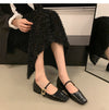 Retro Mary Jane Shoes Thick Heel Square Toe Women's Shoes