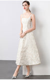 Elegant One-Shoulder Beige Midi Dress for Weddings Daily Office Summer