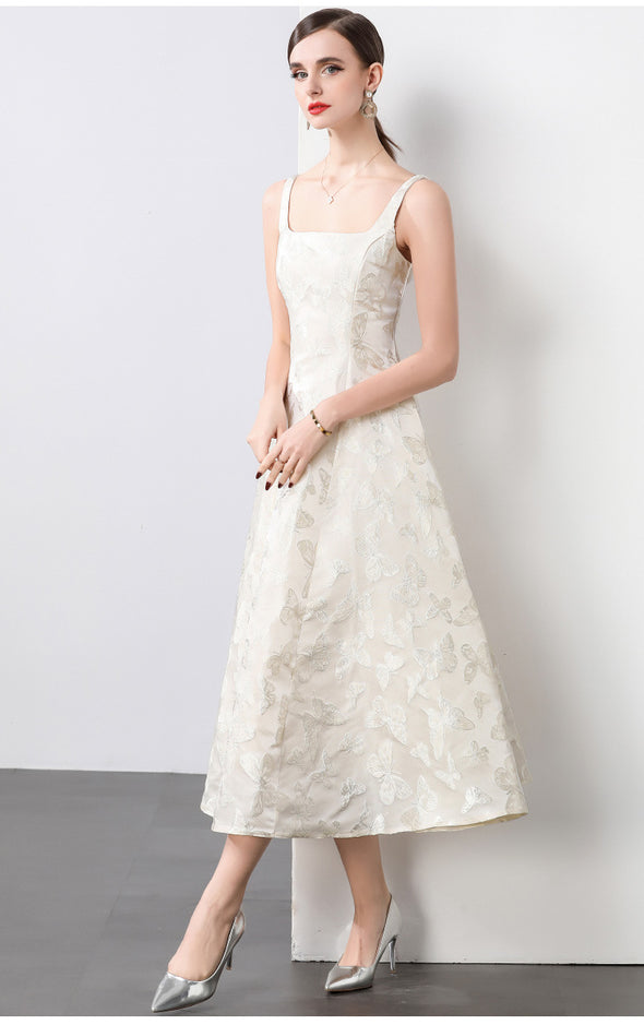 Elegant One-Shoulder Beige Midi Dress for Weddings Daily Office Summer