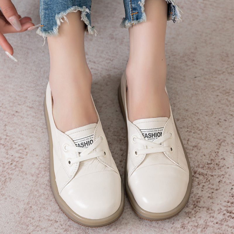 Spring and Autumn Women's Leather Pumps Foreign Style Casual All-match Flat Shoes