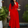 Spring V-Neck High Waist A-Line Dress with Matching Belt