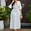 Spring V-Neck High Waist A-Line Dress with Matching Belt