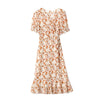Summer Printed Silk Dress French Midi Dress