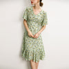 Spring and Summer Mulberry Silk Dress Elegant V-neck Short-sleeved Slim Dress