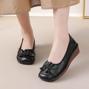 Comfort Womens Wide Toe Wedge Shoes Leather Spring Mature Soft Sole