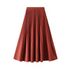 High Waist Pleated Satin Mid-length Skirt