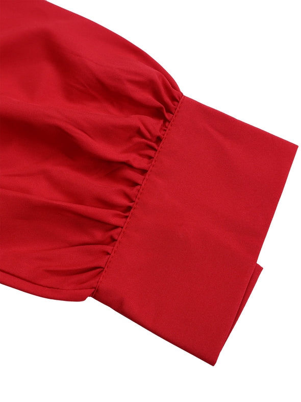 Spring V-Neck High Waist A-Line Dress with Matching Belt