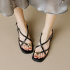 Women's Summer Thick Heel Thong Sandals Roman Shoes Strappy High Heels