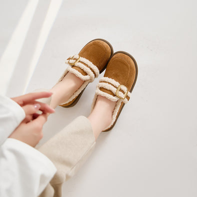 Thick-soled Velvet Shoes Women's Winter Slip-on Loafers