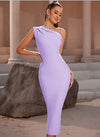 Elegant Women One Shoulder Dress Sleeveless Body Fit Evening Sequined Dress