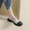 Retro Round Toe Mary Jane Shoes Color Block Heel Women's Shoes