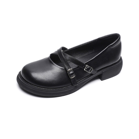 Women's Retro Thick-soled Mary Jane College Style Soft-soled Flats Shoes