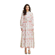 French Riviera Breathable Floral Embroidered Mesh Womens Maxi Dress