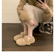 Autumn and Winter Cute Velvet Warm Furry Shoes Round Toe Women's Shoes