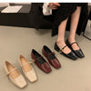 Retro Mary Jane Shoes Thick Heel Square Toe Women's Shoes