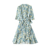Women's Summer Mulberry Silk Dress Mid-length Printed Three Quarter Sleeve Dress