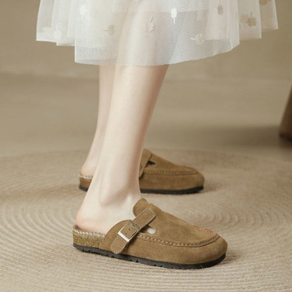 Spring and Summer All-match Baotou Half Slippers for Outerwear Casual Flat Shoes