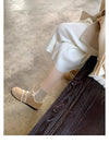 Women's Retro Color Matching Velvet Flat Shoes for Fall and Winter