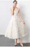 Elegant One-Shoulder Beige Midi Dress for Weddings Daily Office Summer