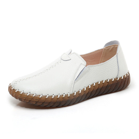 Women's Leather Spring and Autumn Soft Sole Comfortable Flat Shoes