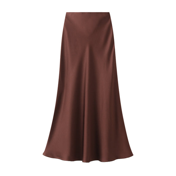 High-end Drape Satin Skirt Women's Mid-length Fishtail Skirt High Waist Hip Skirt