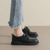 Black Lace-up Small Leather Shoes for Women Thick-soled Retro Soft-soled Loafers