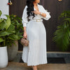 Spring V-Neck High Waist A-Line Dress with Matching Belt