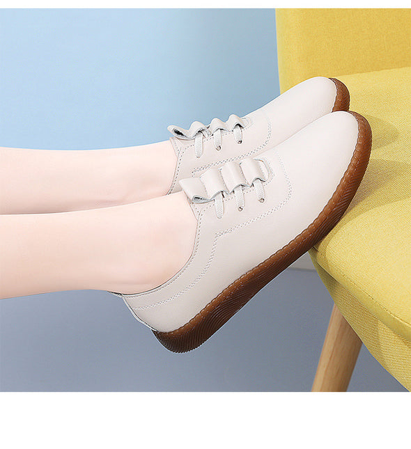 Genuine Leather Women's Soft Sole Hollow Anti-slip Casual Leather Shoes