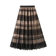 Mesh Patchwork Lace Skirt Mid-length Skirt