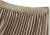 High Waist Pleated Satin Mid-length Skirt